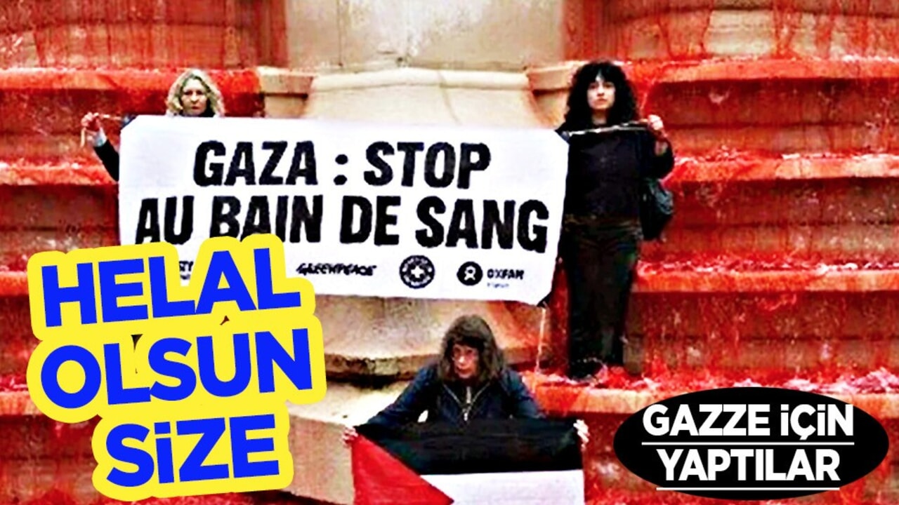 Paris'te Gazze protestosu! Kırmızı boya döküldü, İsrail protesto edildi