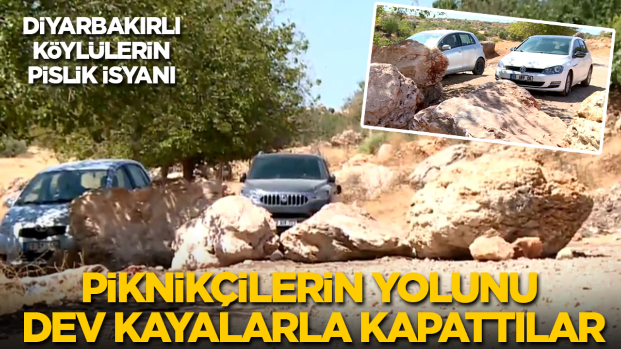 Pislikten bıkan köylüler dev kayalarla piknikçilerin yolunu kapattı