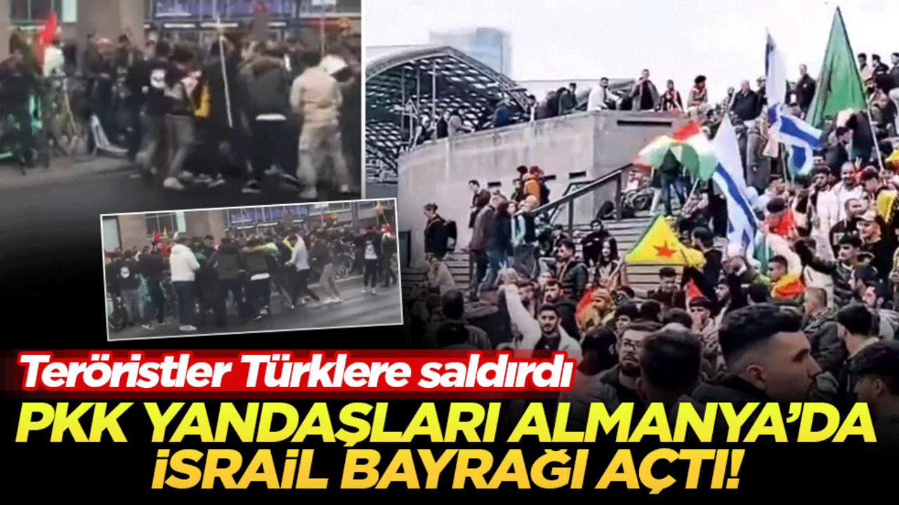 PKK yandaşları Almanya'da İsrail bayrağı açıldı! Teröristler Türklere saldırdı