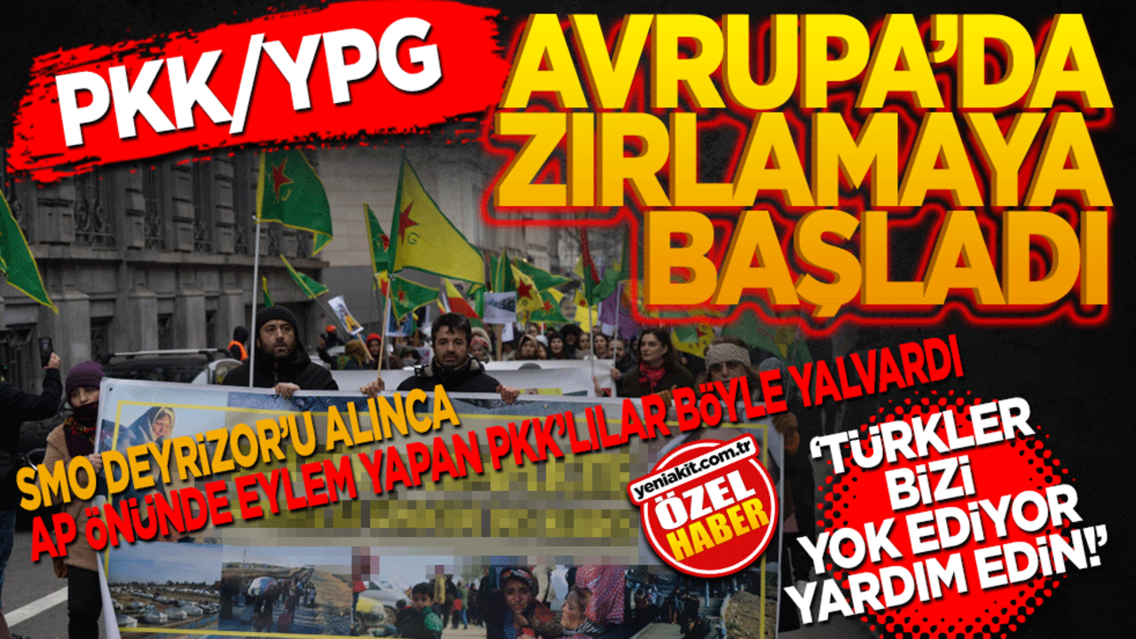 PKK/YPG Avrupa’da zırlamaya başladı! AP önünde eylem yapan PKK’lılar Türkler bizi yok ediyor’ Yardım edin diye bağırdılar