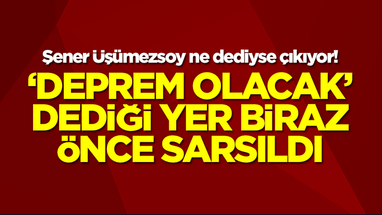 Şener Üşümezsoy ne dediyse çıkıyor! 'Deprem olacak' dediği yer biraz önce sarsıldı