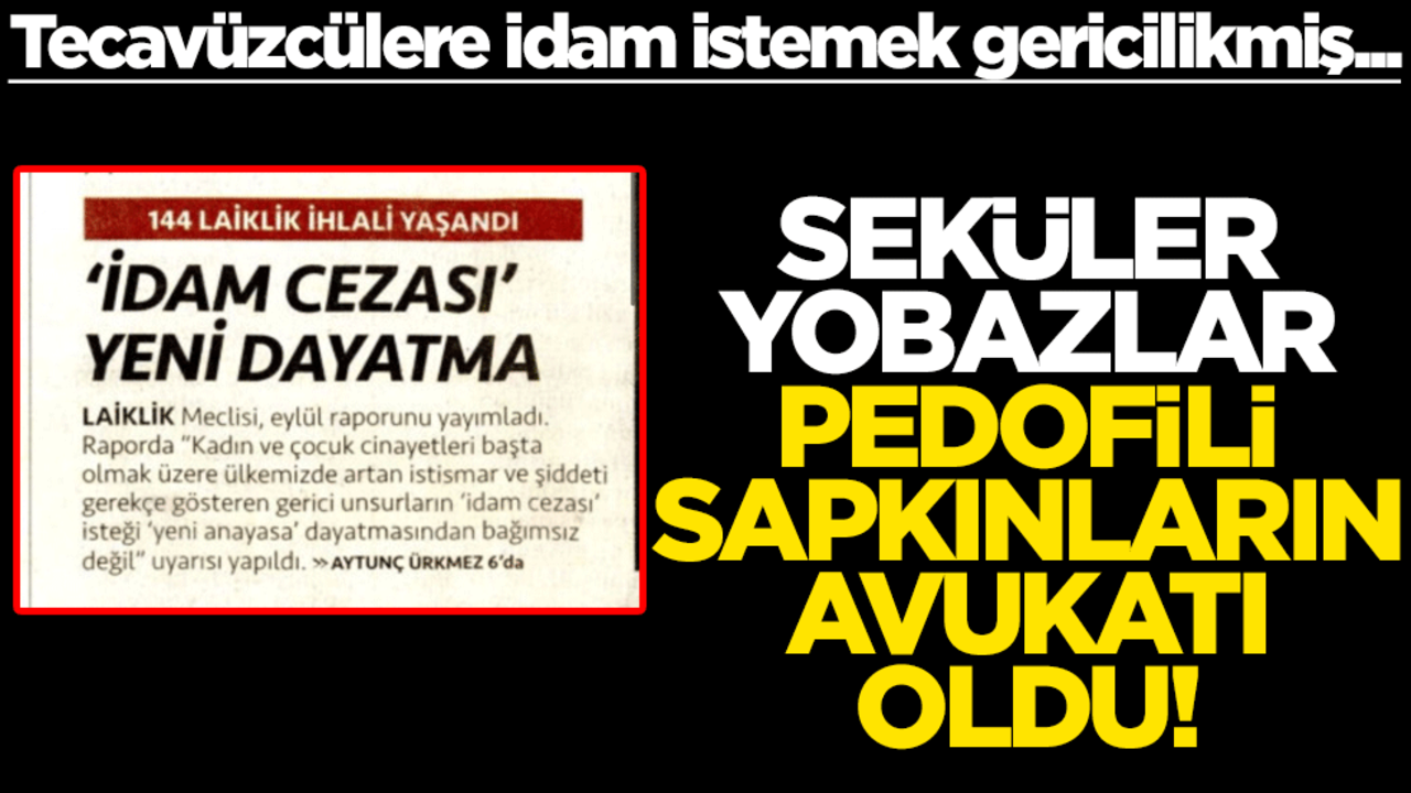 Tecavüzcülere idam istemek gericilikmiş... Seküler yobazlar pedofili sapkınların avukatı oldu!