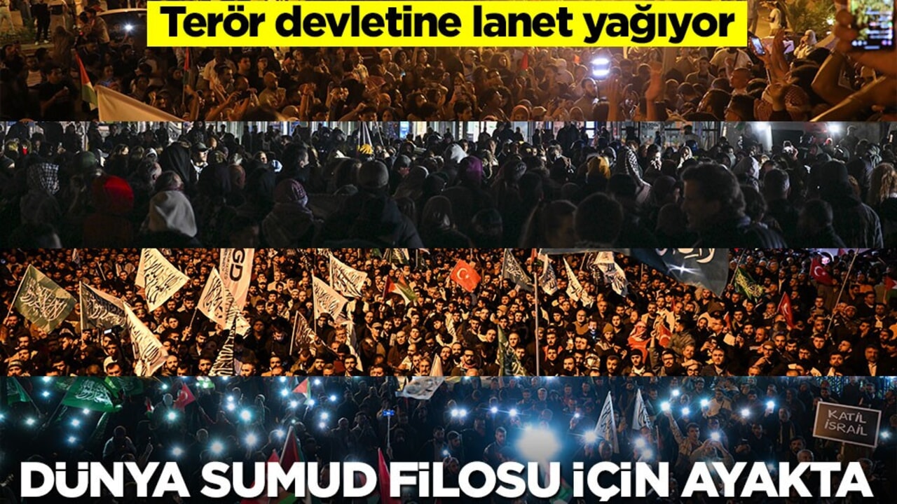 Terör devletine lanet yağıyor! Dünya Sumud Filosu için ayakta