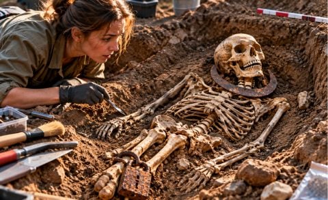 400 yıllık mezardan çıktı! İskeletin boynundaki orak ve ayağındaki kilidin sırrı ne?