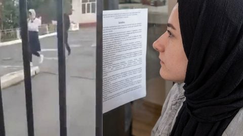 Azerbaycan’daki yasağa tepki çığ gibi: Başörtülü kızın feryadı yürekleri dağladı!