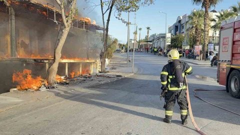 Bodrum’da iş yerinde çıkan yangın paniğe neden oldu