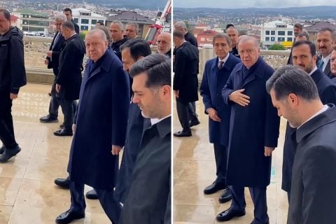 Cumhurbaşkanı Erdoğan’ı görünce harekete geçti, korumalar apar topar devreye girdi: Camideyiz bağırma