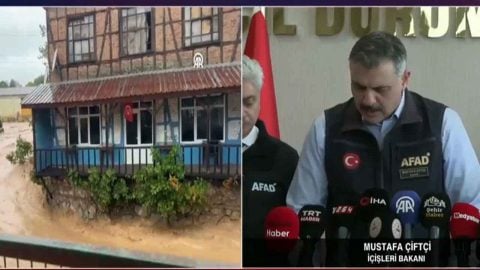 İçişleri Bakanı Mustafa Çiftçi açıklamalarda bulundu! 2 yapı ve 5 köprü çöktü, metrekareye 265 kilo yağış düştü!