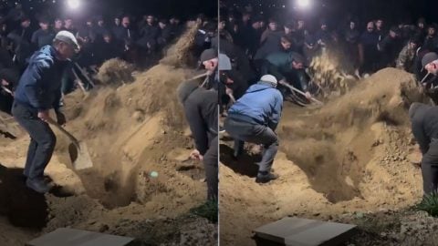 Sosyal medyada gündem olan defin! İmam duaya başlar başlamaz bitirdiler: Kürekler yarıştı, mezar anında toprakla doldu!