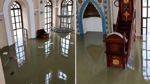 Tarihi Sadabat Cami sular altında kaldı