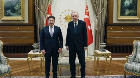 (TESK) Genel Başkanı Mehmet Yiğiner’i Cumhurbaşkanlığı Külliyesi'nde kabul edildi