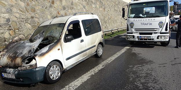 1 ay önce aldığı aracı yandı! O cep telefonuyla kaydetti