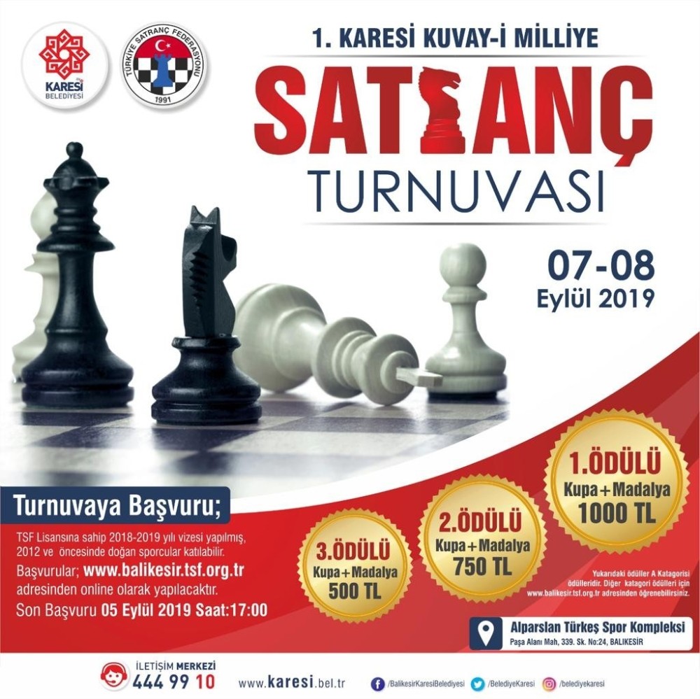 1. Karesi Kuva-yi Milliye satranç turnuvası başlıyor 