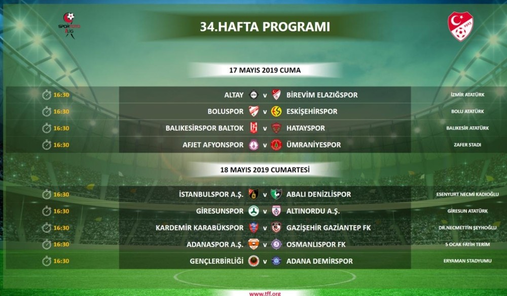 1. Lig’de son hafta fikstürü açıklandı 