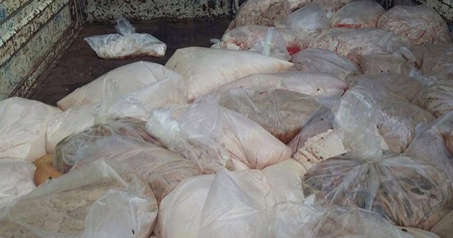 1 ton kaçak sakatat ele geçirildi