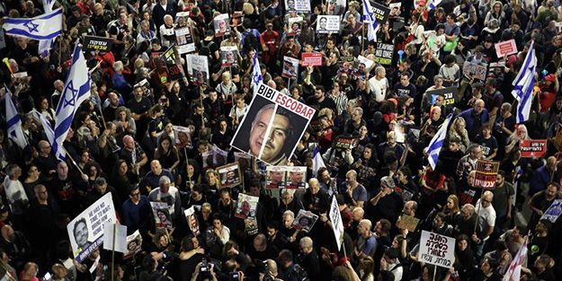 100 bin yahudiden Netenyahu karşıtı eylem!