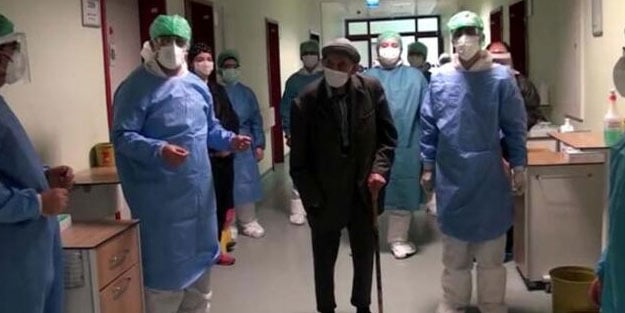101 yaşında corona virüsü yendi! Alkışlarla taburcu edildi