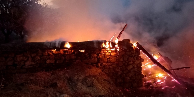 15 ton saman ve 250 bağ ot böyle yandı