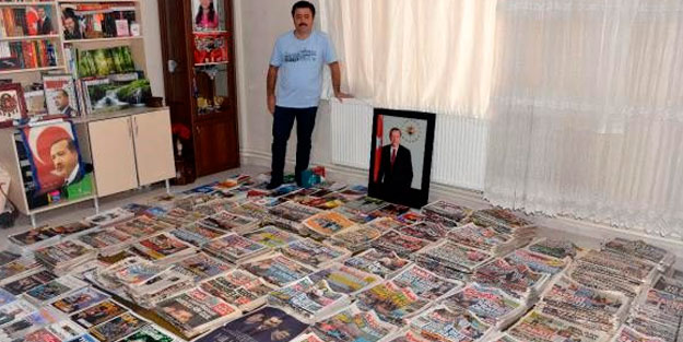 17 yıldır Başkan Erdoğan'la ilgili arşiv yapıyor! Odada yer kalmadı