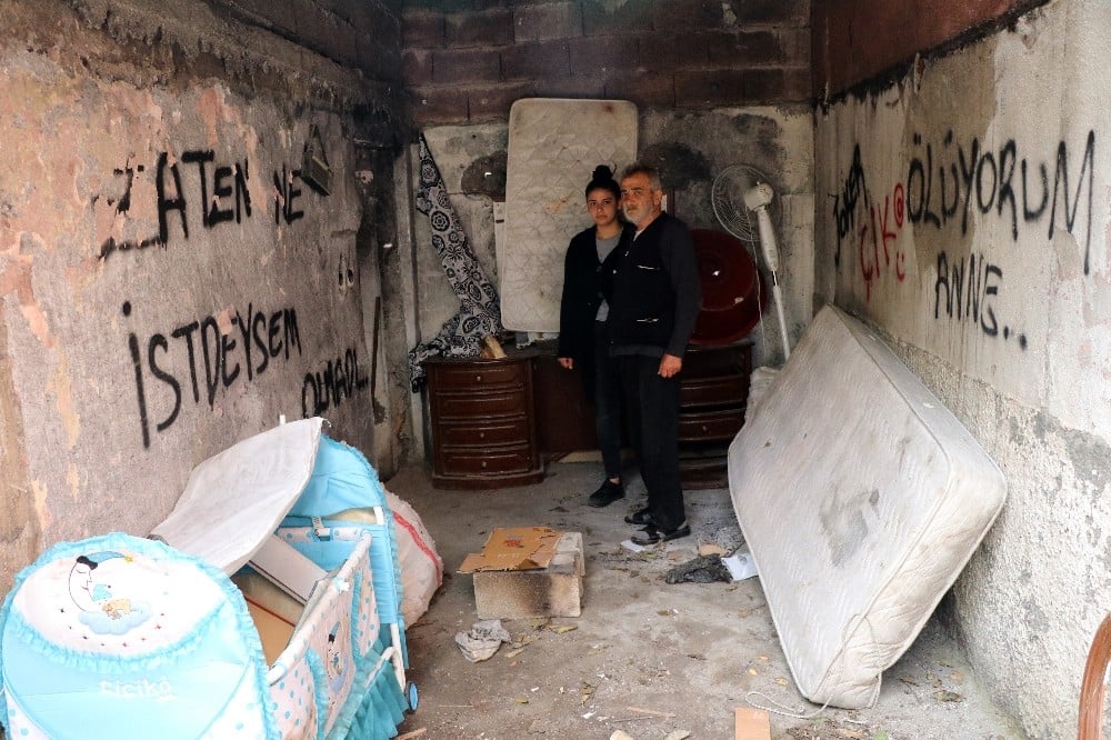 18 yaşındaki Lütfiye, yanmış çinkolu evde hasta babasına bakmaya çalışıyor 