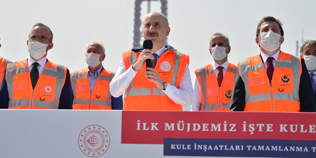 1915 Çanakkale Köprüsü'nün 318 metrelik çelik kuleleri tamamlandı