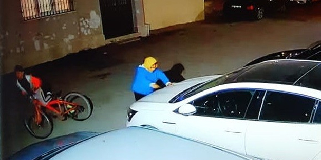 2 çocuk 25 aracı çizip kaçtı