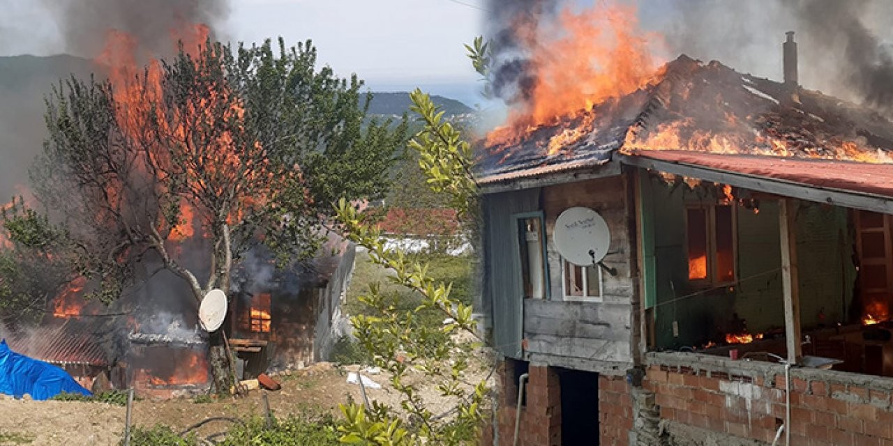 2 katlı ahşap ev kül oldu