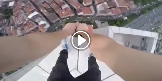 200 metre yükseklikte kaykayla kaydı!