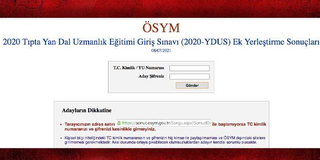 2020 YDUS ek yerleştirme sonuçları açıklandı mı? ÖSYM YDUS ek yerleştirme sonuç sorgulama ekranı