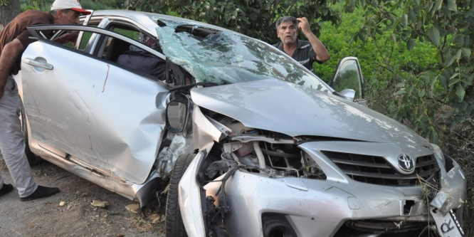 Tarlaya uçan otomobilde can pazarı