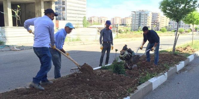 Kahta ilçesinde refüjler yenileniyor