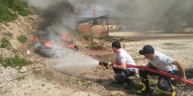 Hisarcık itfaiye personeline yangın eğitimi