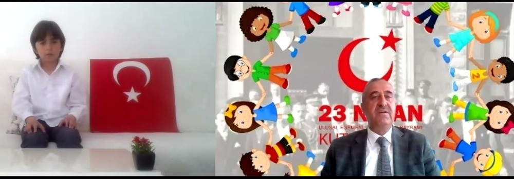 23 Nisan kutlamasında, telekonferansla temsili başkan oldu 