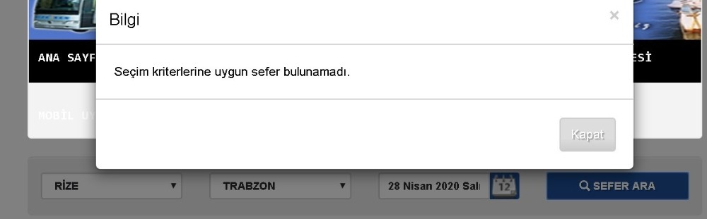 250 TL’ye satılan Rize-Trabzon otobüs biletlerinin internet üzerinden satışı kaldırıldı ama... 