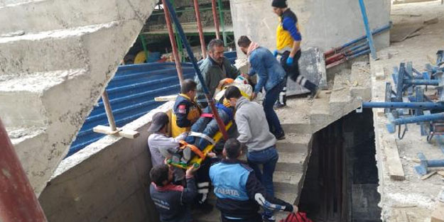 2'nci kattan beton zemine çakılan inşaat işçisi ağır yaralandı