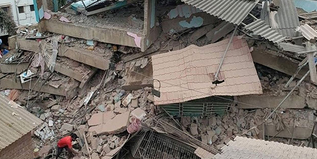 3 katlı bina çöktü! 10 kişiye mezar oldu