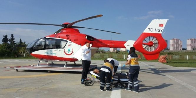 Kalp krizi geçiren şahıs ambulans helikopter ile hastaneye sevk edildi