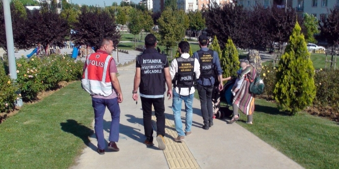 Parklarda narkotik köpekli uyuşturucu uygulaması