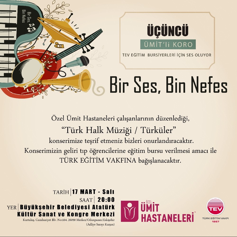 3’üncü Ümit’li koro bu kez TEV bursiyerleri için ses olacak 