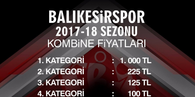 Balıkesirspor’un kombine bilet ücretleri belli oldu