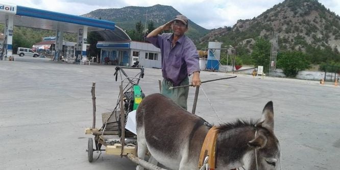 Tek eşeği ile çiftçilik yapıyor