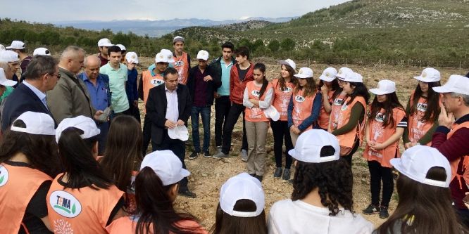 Liseli öğrenciler fidan dikti