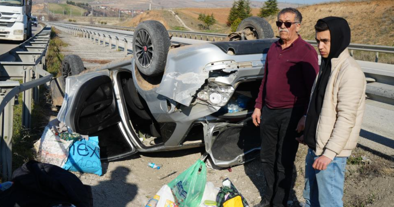 65 metre sürüklenen otomobil hurdaya döndü