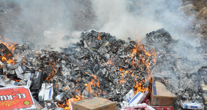 66 bin paket kaçak sigara imha edildi