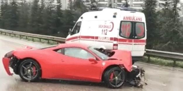 7 milyon TL'lik Ferrari'nin kazadan önceki ve sonraki hali şaşkınlığa neden oldu