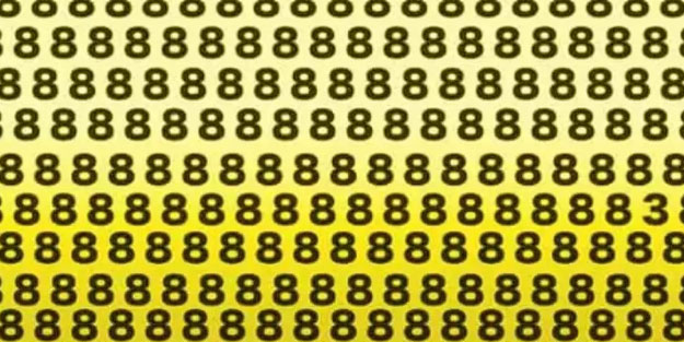 7 saniye içinde 8’ler arasına gizlenmiş 3’ü bulursanız keskin zekalısınız