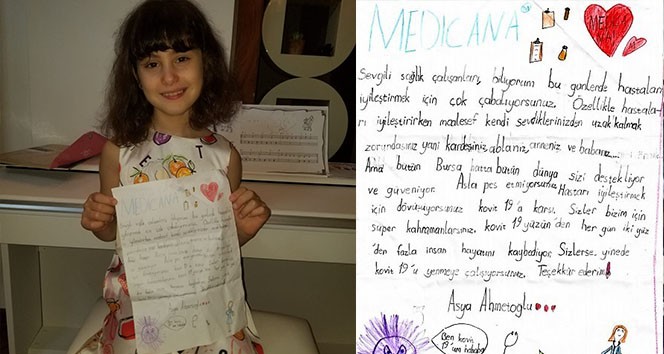 7 yaşındaki çocuktan sağlık çalışanlarına duygulandıran mektup