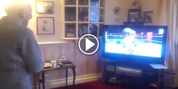 70'lik dedenin boks şovu!