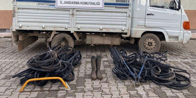8 telefon direği ile kablolarını çalan zanlı tutuklandı