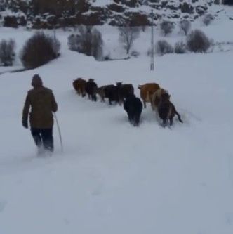 Erzurum’da Nisan ayında kış çilesi